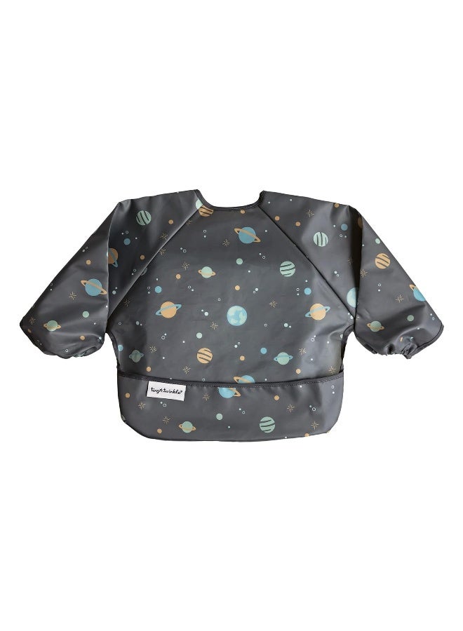 Tiny Twinkle Mess Proof Baby Bib,Waterproof Smock Baby Bib for Eating,Machine Washable Long Sleeve Bib,Baby Led Weaning,Toddler Bib,BLW Supplies(Space, Small 6-24 Months) - Image 1