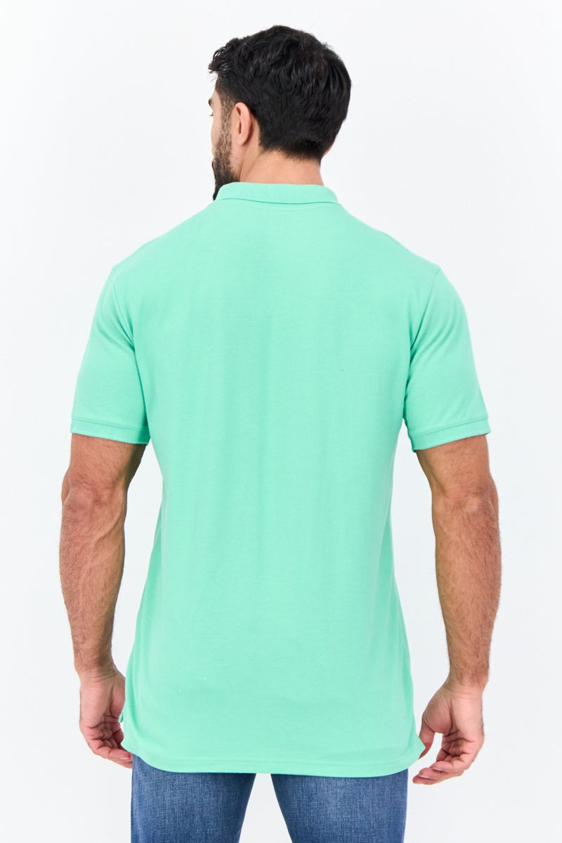 GAP تي شيرت بولو للرجال بقصة عادية بأكمام قصيرة وشعار مطرز، أخضر - Image 3