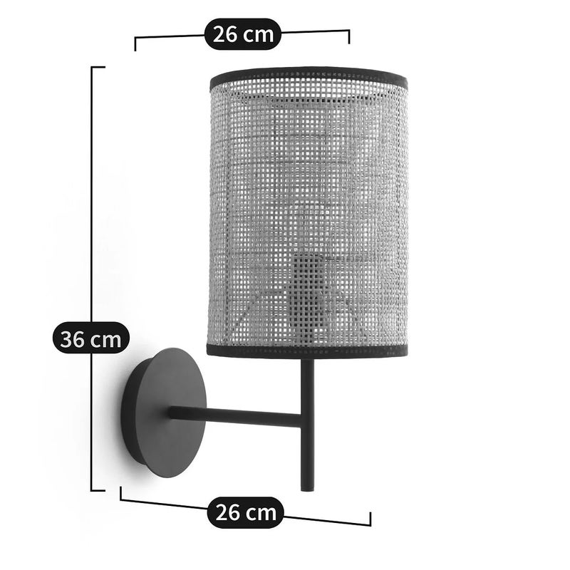 AKWAY Bamboo Wall Lamps for Living rooms Rattan and Cane Webbing wall lamps for Bedroom Wicker Wall lamps for home Decoration single webbingBulb not Included 15 x 15 CMBLACK - Image 4