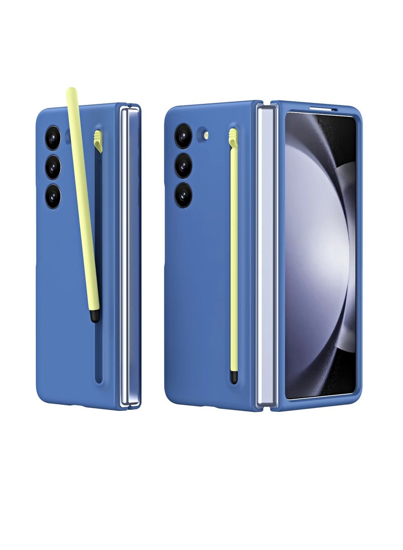 AROAQ Z Fold 6 Protection Case, Lightweight Ultra Thin Silky Liquid PC Bumper Phone Cover, Comfortable Grip Durable Mobile Case With Stylus For Z Fold 6, (1pc, Blue) - Image 1