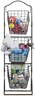 FixtureDisplays 11 X 11 X 476 Black 3Tier Metal Market Basket Floor Display Rack for Home Kitchen and Retail Grocery Stores 167872TIERBLACK - Image 4
