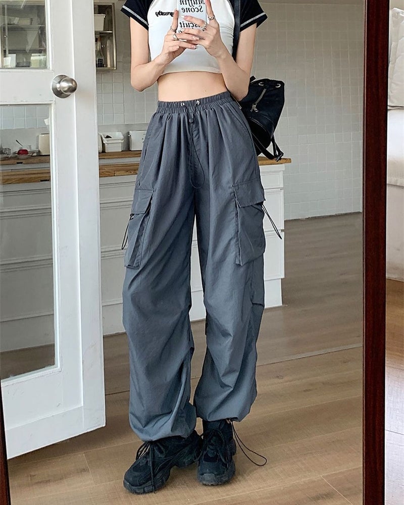 Y2K American Retro Crane Pants Design Sense Pocket Men'S And Women'S Summer Thin Straight Loose Wide-Leg Pants - Image 1