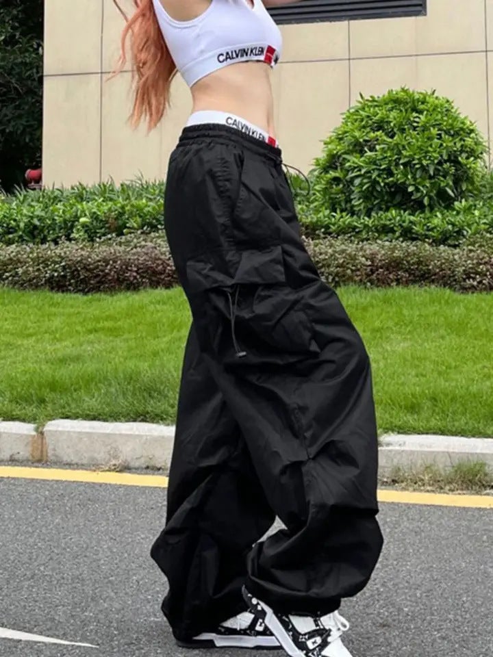 Y2K American Retro Crane Pants Design Sense Pocket Men'S And Women'S Summer Thin Straight Loose Wide-Leg Pants - Image 3