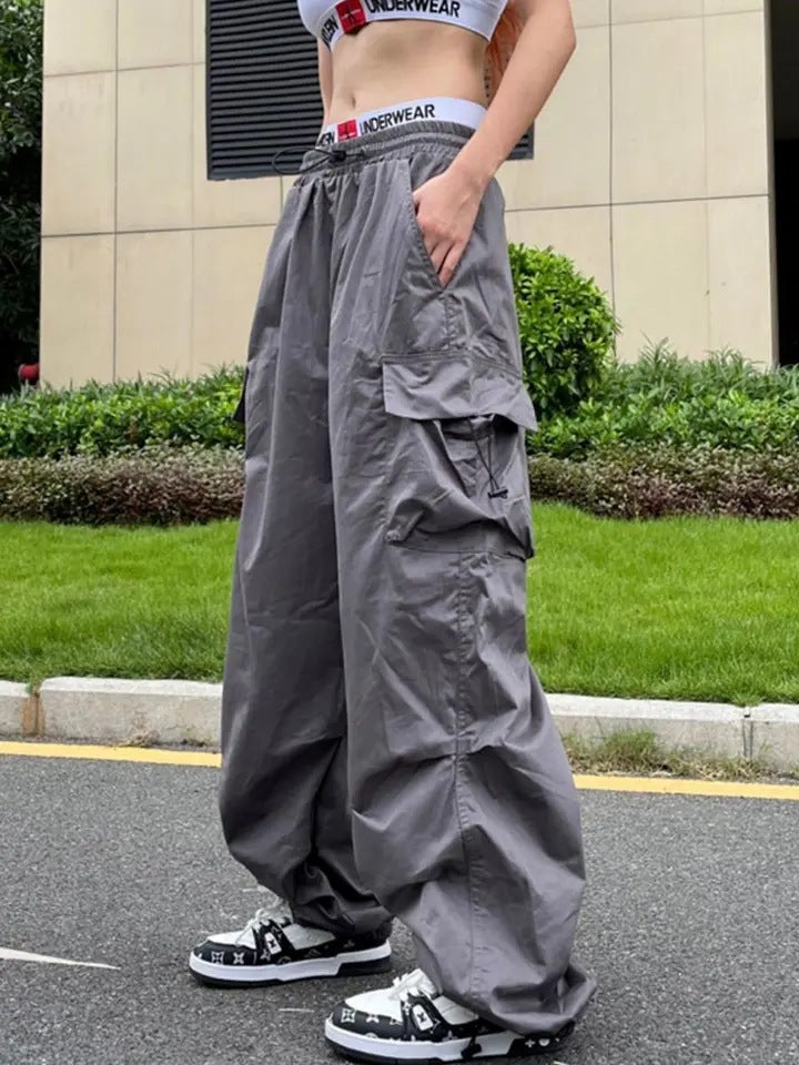 Y2K American Retro Crane Pants Design Sense Pocket Men'S And Women'S Summer Thin Straight Loose Wide-Leg Pants - Image 5
