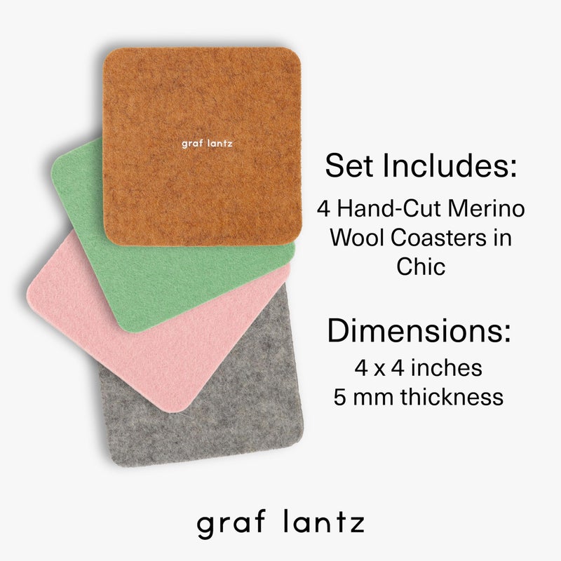 Graf Lantz - Bierfilzl Felt Coasters - Square - 100 ٪ Merino Wool - الرطوبة الفتان - مقاومة للحرارة - مستدامة - ديكور المنزل - هدية Housewarming - 4 Coaster Set - 4 "" × 4 "" × 5 مم - شيك - Image 4