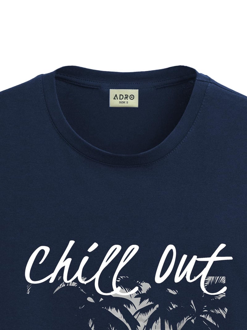 ADRO Mens Nature Graphic Tshirt - Premium Cotton T-Shirt with Stunning Nature Design - Best for Outdoor Enthusiasts Print Navy Blue T Shirt|RN24-CHILL-NB-M - Image 2