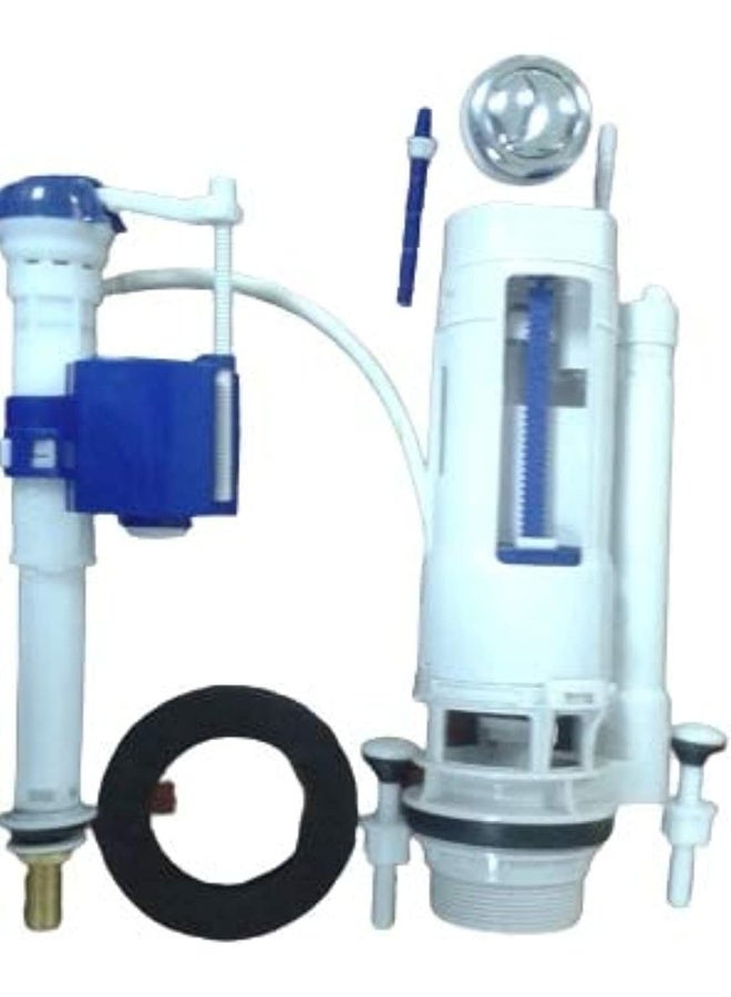 Flowell Dual Flush Valve Set Complete Brass And Pom Toilet Tank Fittings With Gasket, Pvc Tube, And Screw Set
