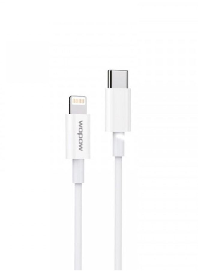 Wopow - كابل بيانات Wopow PDMAX Lightning To Type C بطول 1 متر لأجهزة Apple iPhone وiPad - أبيض - Image 1