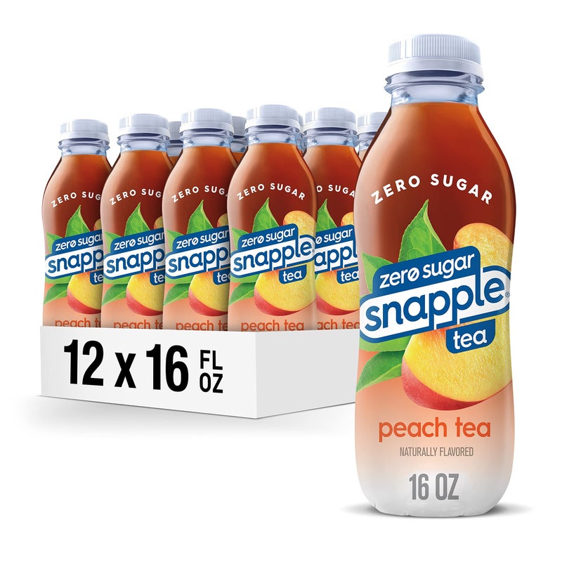 Snapple Zero Sugar Peach Tea, 16 fl oz recycled plastic bottle (Pack of 12) - Image 1
