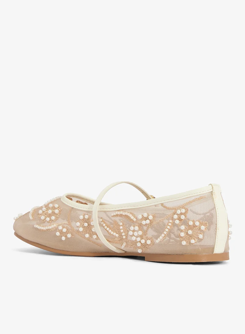 Ginger  Embroidered Detail Mary Janes for Women | Best Price UAE