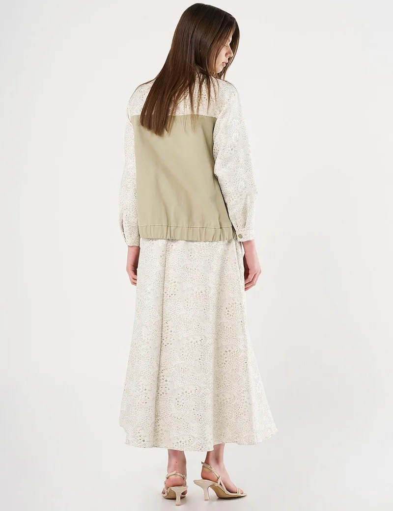 Kayra Jacquard Denim Bomber Jacket, Moss Green