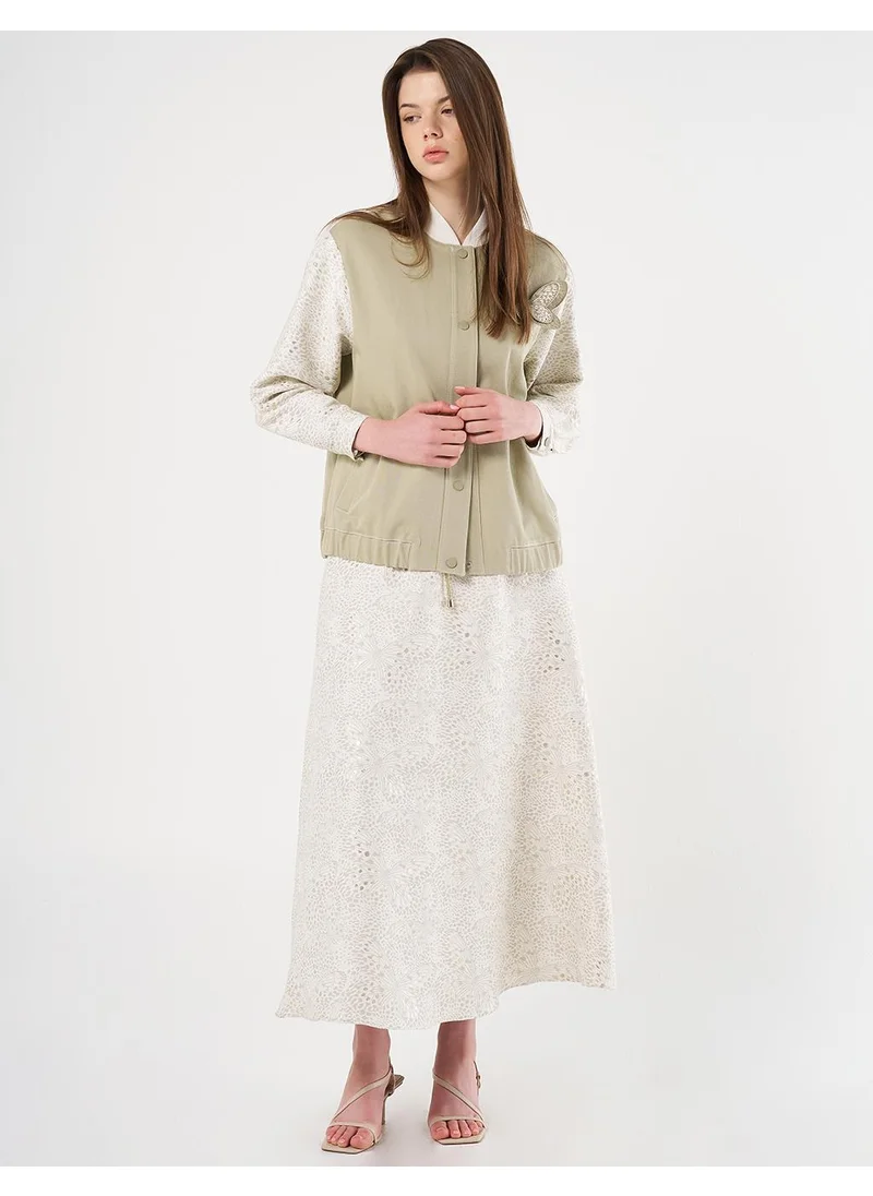 Kayra Jacquard Denim Bomber Jacket, Moss Green