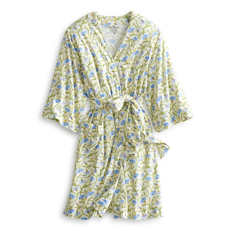 Vera Bradley Cotton Knit Robe, Bachelor Buttons White, L-XL - Image 4