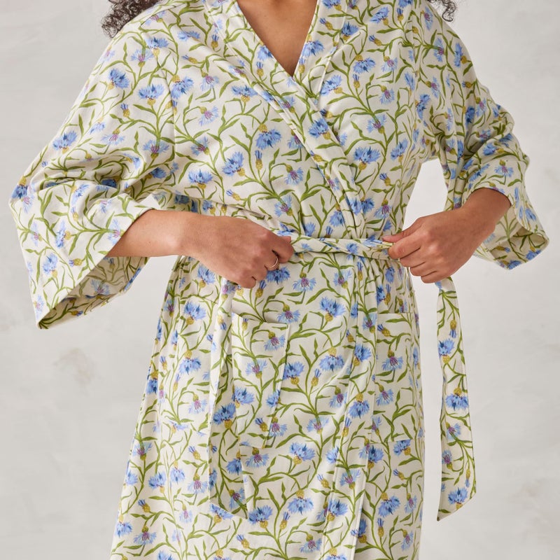 Vera Bradley Cotton Knit Robe, Bachelor Buttons White, L-XL - Image 2