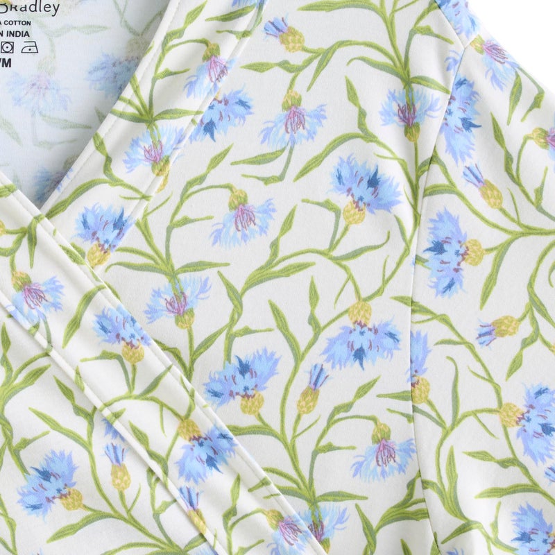 Vera Bradley Cotton Knit Robe, Bachelor Buttons White, L-XL - Image 3