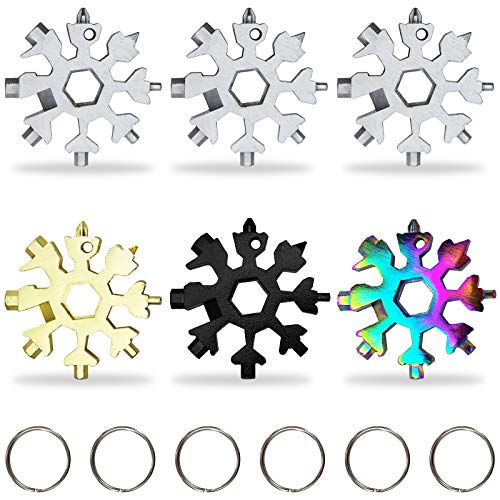 Rtudan 6 Packs Snowflake Multi Tool,18 in 1 Snowflake Multitool,Snowflake Wrench/Bottle Opener/Screwdriver Kit, Stainless Steel Portable Star Tool for Christmas Great Gifts - Image 1