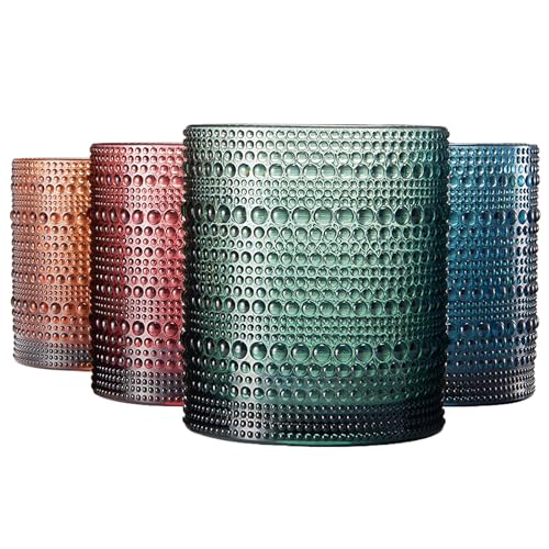 Khen Plastic Hobnail Drinking Glasses Set of 4 Neutral Tones Cups 14oz, Shatterproof & Unbreakable Acrylic Beaded Design, BPA-Free, Dishwasher Safe Indoor/Outdoor Drinkware for Water, Juice, Cocktails - Image 2