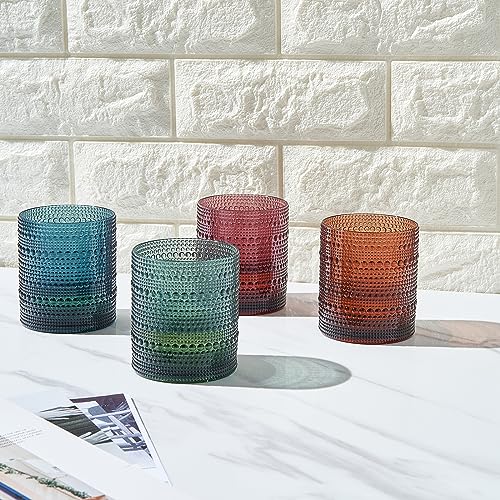 Khen Plastic Hobnail Drinking Glasses Set of 4 Neutral Tones Cups 14oz, Shatterproof & Unbreakable Acrylic Beaded Design, BPA-Free, Dishwasher Safe Indoor/Outdoor Drinkware for Water, Juice, Cocktails - Image 5