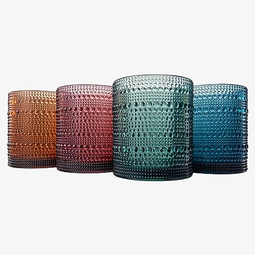 Khen Plastic Hobnail Drinking Glasses Set of 4 Neutral Tones Cups 14oz, Shatterproof & Unbreakable Acrylic Beaded Design, BPA-Free, Dishwasher Safe Indoor/Outdoor Drinkware for Water, Juice, Cocktails - Image 4