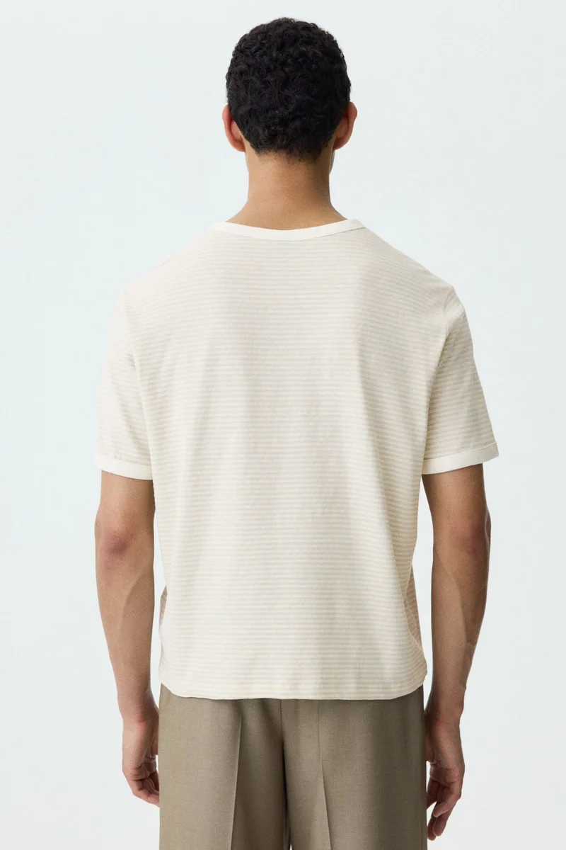 H&M  Relaxed Fit Linen-blend T-shirt for Men | Best Price UAE