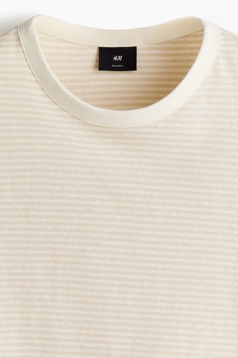 H&M  Relaxed Fit Linen-blend T-shirt for Men | Best Price UAE