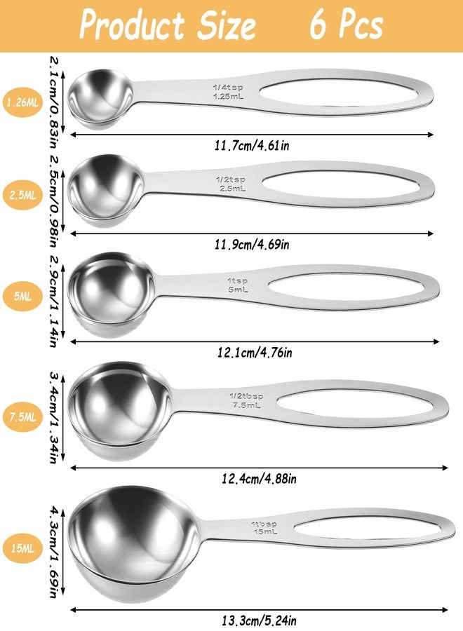 Tyqour 5PCS Stainless Steel Measuring Spoons Set 1/4 Tsp, 1/2 Tsp, 1 Tsp, 1/2 Tbsp, 1 Tbsp Table Spoons Measuring Spoon Measure Spoons Kitchen Gadgets for Cooking & Baking - Image 2