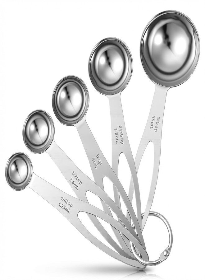Tyqour 5PCS Stainless Steel Measuring Spoons Set 1/4 Tsp, 1/2 Tsp, 1 Tsp, 1/2 Tbsp, 1 Tbsp Table Spoons Measuring Spoon Measure Spoons Kitchen Gadgets for Cooking & Baking - Image 1