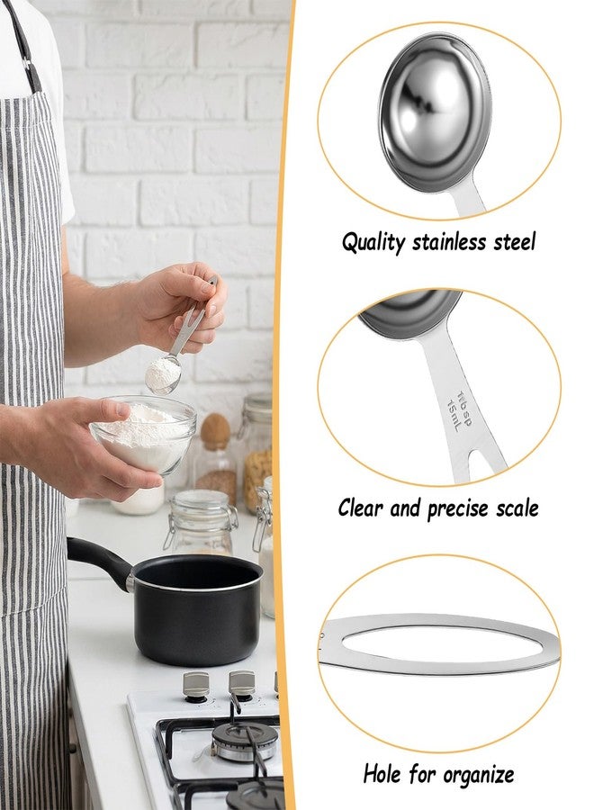 Tyqour 5PCS Stainless Steel Measuring Spoons Set 1/4 Tsp, 1/2 Tsp, 1 Tsp, 1/2 Tbsp, 1 Tbsp Table Spoons Measuring Spoon Measure Spoons Kitchen Gadgets for Cooking & Baking - Image 3