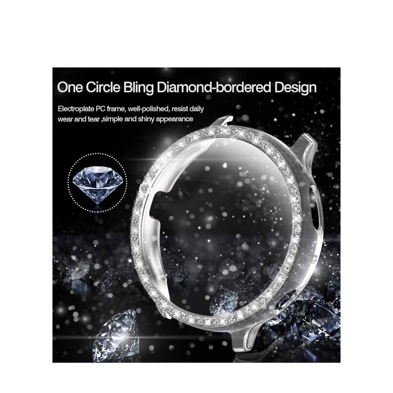 SOLARAE Suitable for Samsung active2 watch protective case Samsung watch protective case diamond, for Samsung Galaxy Watch Active 2 Screen Protector Protective Bumper with HD Screen Protector (Clear) - Image 3