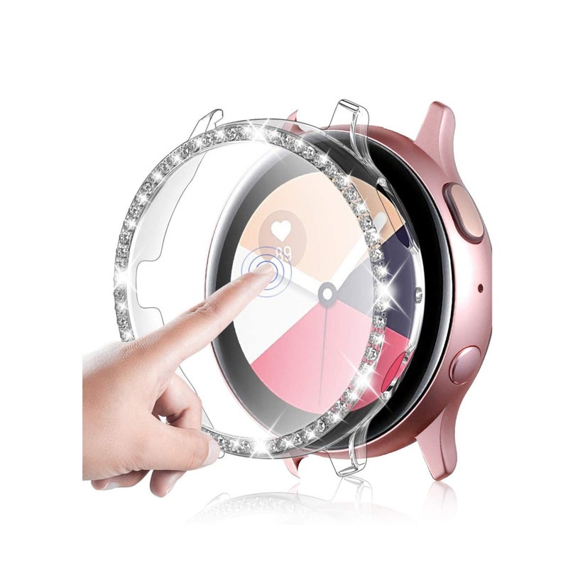SOLARAE Suitable for Samsung active2 watch protective case Samsung watch protective case diamond, for Samsung Galaxy Watch Active 2 Screen Protector Protective Bumper with HD Screen Protector (Clear) - Image 1