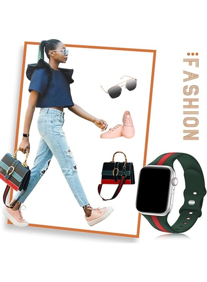 Designer Sport Band Compatible with Apple Watch iWatch Bands 38mm 40mm 41mm 42mm 44mm 45mm 49mm Men Women, Soft Silicone Strap Wristbands for Apple Watch Series 11/10/9/8/7/6/5/4/3/2/1/se/Ultra - Image 3