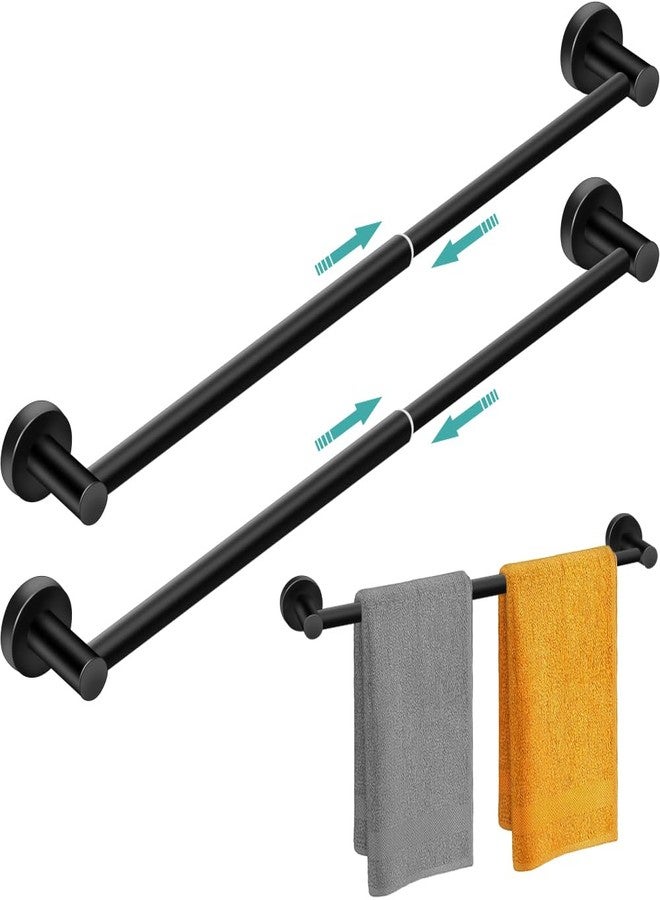 MGahyi Towel Racks for Bathroom-Adjustable Towel Holder(13.18inch-24inch) Sturdy and Rustproof Towel Bar Wall Mounted, Single Towel Bar Rod for Bathroom Accessories(2Pcs,Black) - Image 1