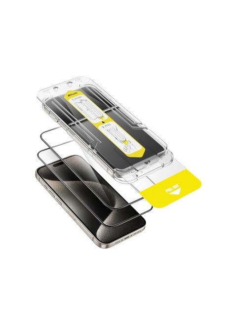 JETech Full Coverage Screen Protector for iPhone 15 Pro Max 6.7-Inch, 10-Second Super Easy Installation with One-Step Alignment Tray, Bubble-Free Tempered Glass Film, HD Clear, 2-Pack