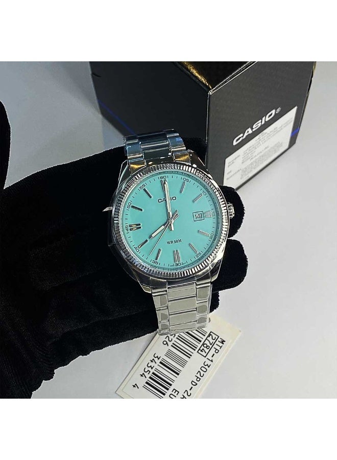 كاسيو ساعة كاسيو سيليستيا كلاسيك للرجال بحركة كوارتز، عرض تناظري وسوار من الفولاذ المقاوم للصدأ - MTP-1302DA-2A2VDF، فضية - Image 4