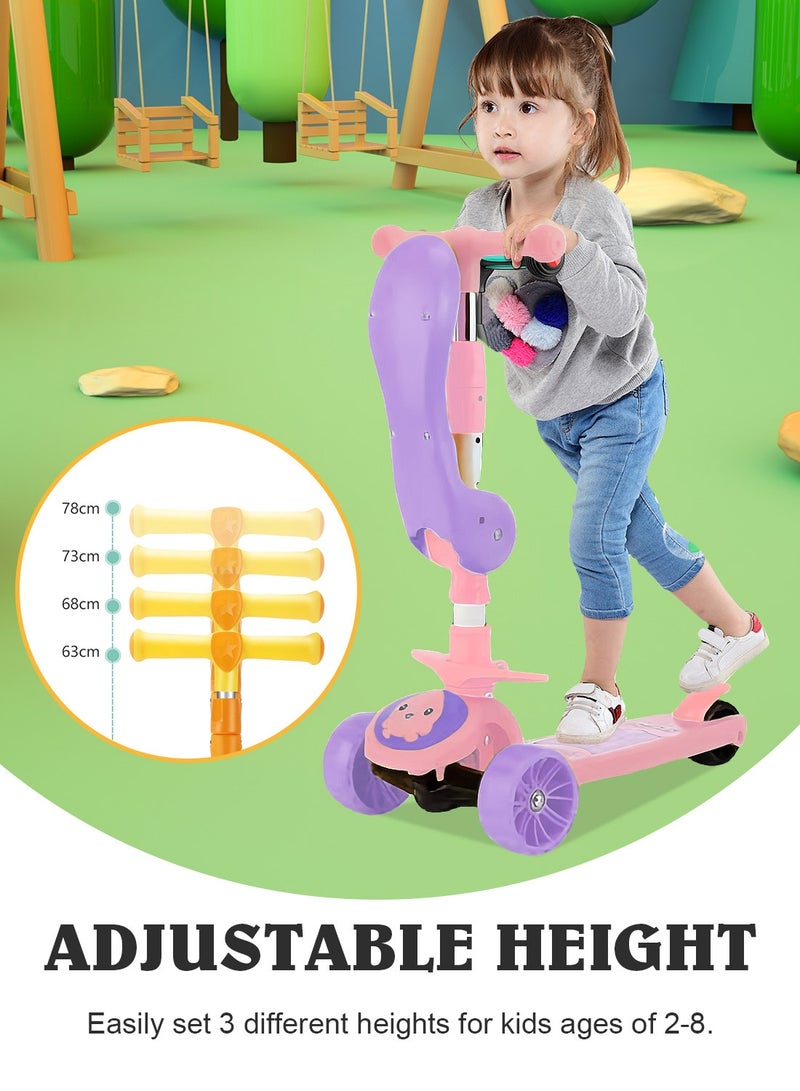 Sharpdo 3 in 1 Kids Kick Scooter, with Flashing Wheel and Adjustable Height, Foldable Scooter Outdoor Activities, for 2-12 Year Boys and Girls - Image 3