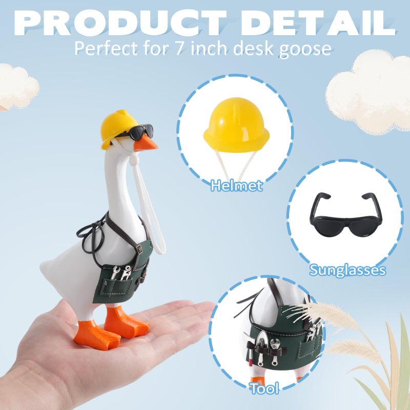 linastu 7inch Desk Goose Outfits, Mini Desktop Goose Clothes Desk Goose Accessories Set for Magnetic Gooses Statue (Gardener Home Repair Set) - Image 3