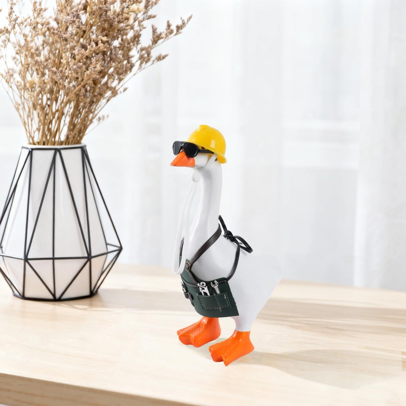 linastu 7inch Desk Goose Outfits, Mini Desktop Goose Clothes Desk Goose Accessories Set for Magnetic Gooses Statue (Gardener Home Repair Set) - Image 4