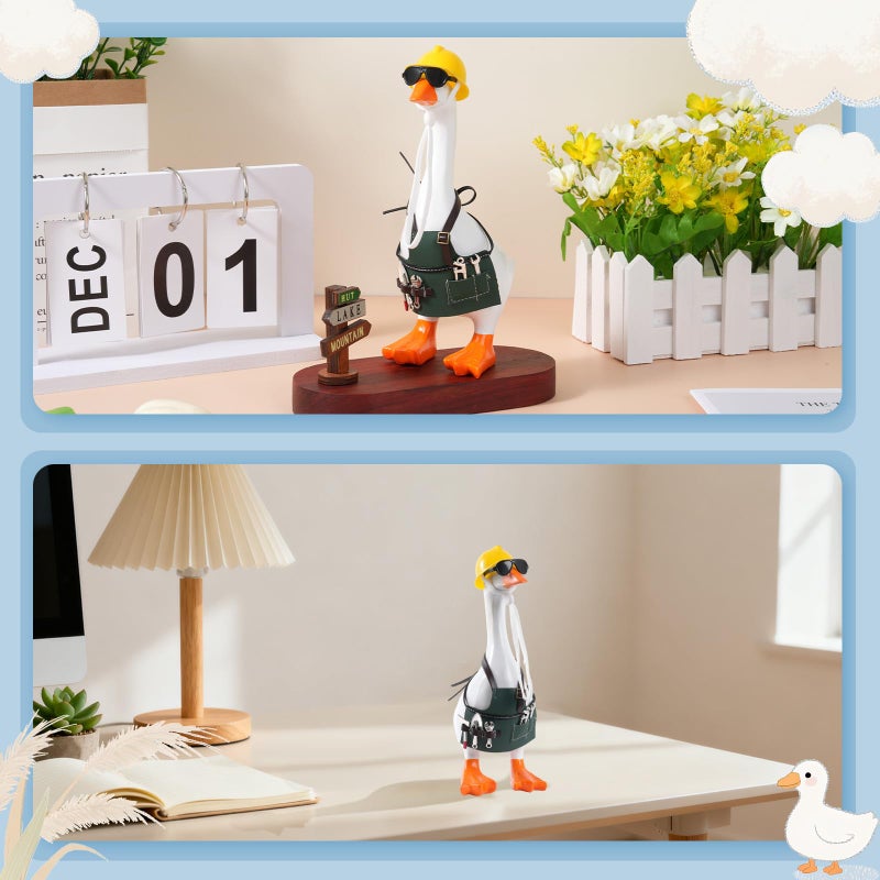 linastu 7inch Desk Goose Outfits, Mini Desktop Goose Clothes Desk Goose Accessories Set for Magnetic Gooses Statue (Gardener Home Repair Set) - Image 5