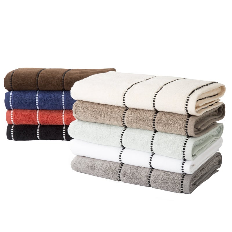 Lavish Home 6 Piece Bathroom Towels Set - 525GSM 100% Cotton Bathroom Essentials - 2 Bath Sheets, 2 Hand Towels, and 2 Wash Cloths for Bath, Shower, Gym, Spa, and Dorm Room (Silver / Black) - Image 5