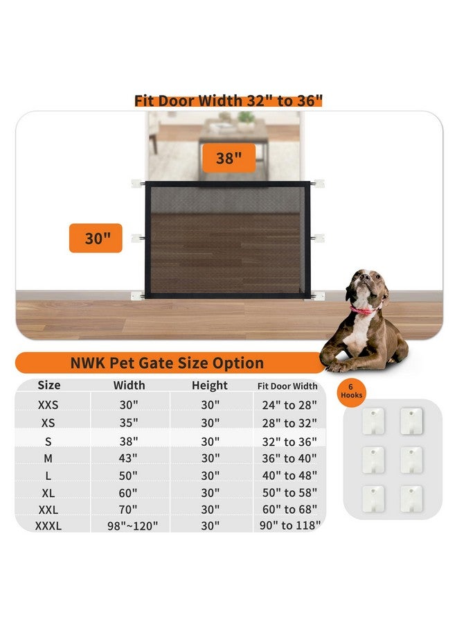 إن دابليو كيه بوابة NWK السحرية للكلاب للسلالم وبوابة الحيوانات الأليفة للمنزل توفر حاوية آمنة للحيوانات الأليفة للعب والراحة، تصميم 6 خطافات (30 بوصة × 38 بوصة) - Image 1