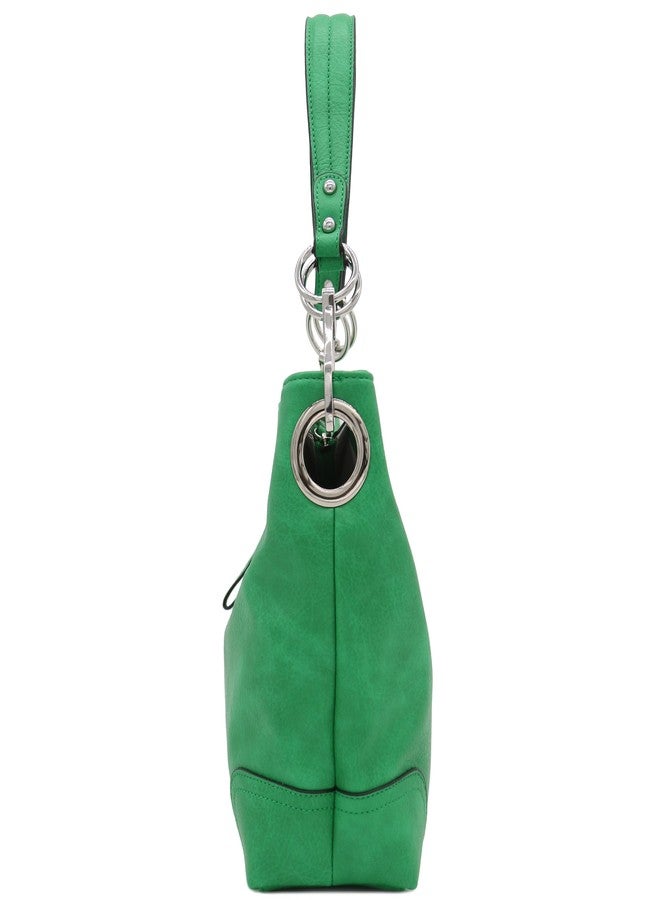ALYSSA Hobo Shoulder Bag with Big Snap Hook Hardware, Kelly Green, One size - Image 4