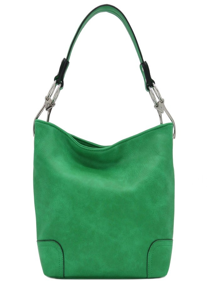 ALYSSA Hobo Shoulder Bag with Big Snap Hook Hardware, Kelly Green, One size - Image 3