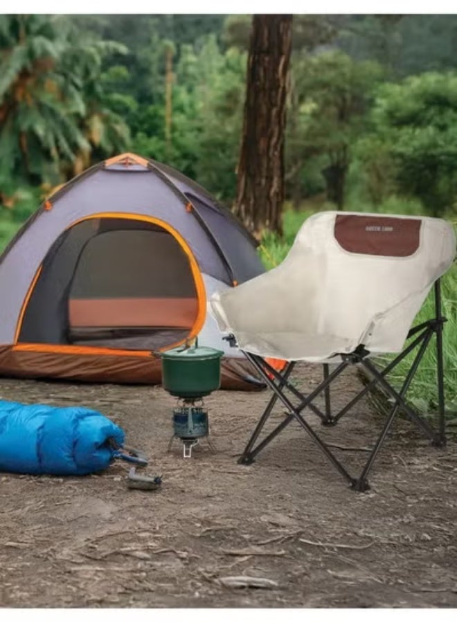 GREEN LION Ranger Foldable Camping Friendly Chair with Side Storage Bag / Steel Frame Material / 600D Oxford Cloth Seat Material / Non-Slip Base / Carry Handle / X-Structure Frame / Lightweight Design - White - Image 2