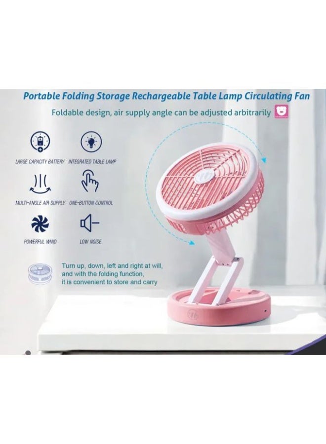 Portable USB Rechargeable Desk Fan with LED Light for Men & Women - 3 Speed Settings - Quiet & Lightweight - Image 2