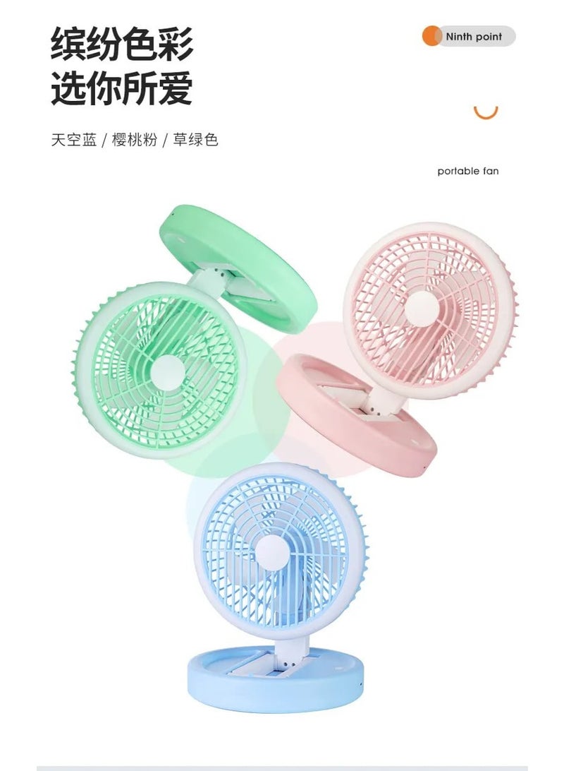 Portable USB Rechargeable Desk Fan with LED Light for Men & Women - 3 Speed Settings - Quiet & Lightweight - Image 4