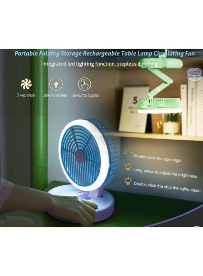 Portable USB Rechargeable Desk Fan with LED Light for Men & Women - 3 Speed Settings - Quiet & Lightweight - Image 1