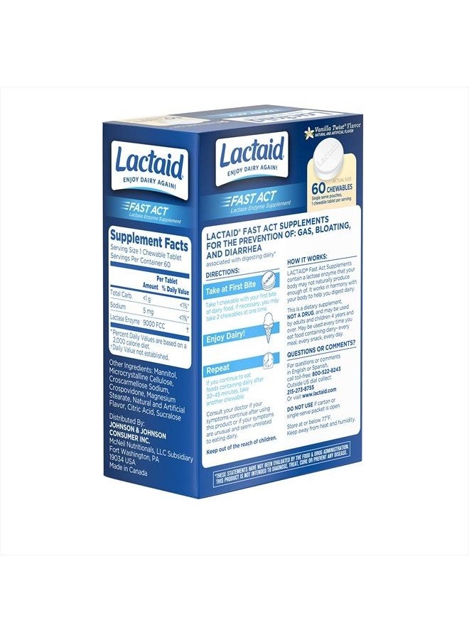 Lactaid - LACTAID Fast Act Chewables Vanilla Twist 60 ea (Pack of 3) - Image 1