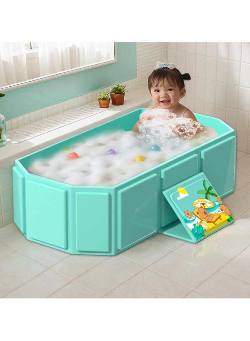 Dominy Baby Folding Bathtub, Kids Bathtub with Non-Slip Base, with Thermostatic System, for 0-5 Years Old, Travel Essential, Anti-Slip Design, Space-Saving Structure, Ideal for Bathroom Nursery Travel Hotel Daycare - Image 1