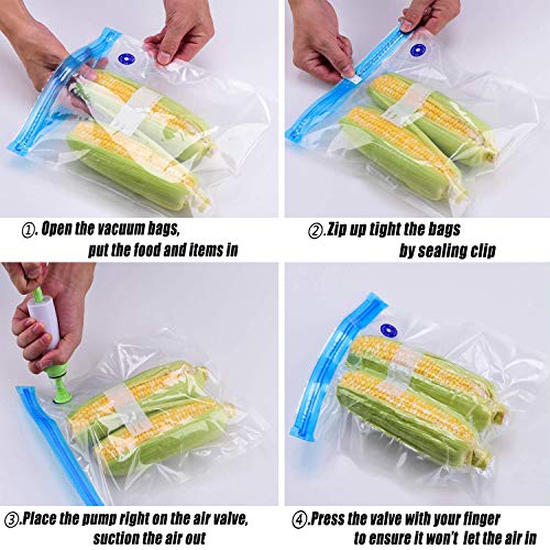 Repinsta Reusable Sous Vide Bags 3 Sizes - 20 Pack with Hand Pump, Sealing Clips for Sous Vide Cooking and Food Storage (Blue Kit) - Image 3