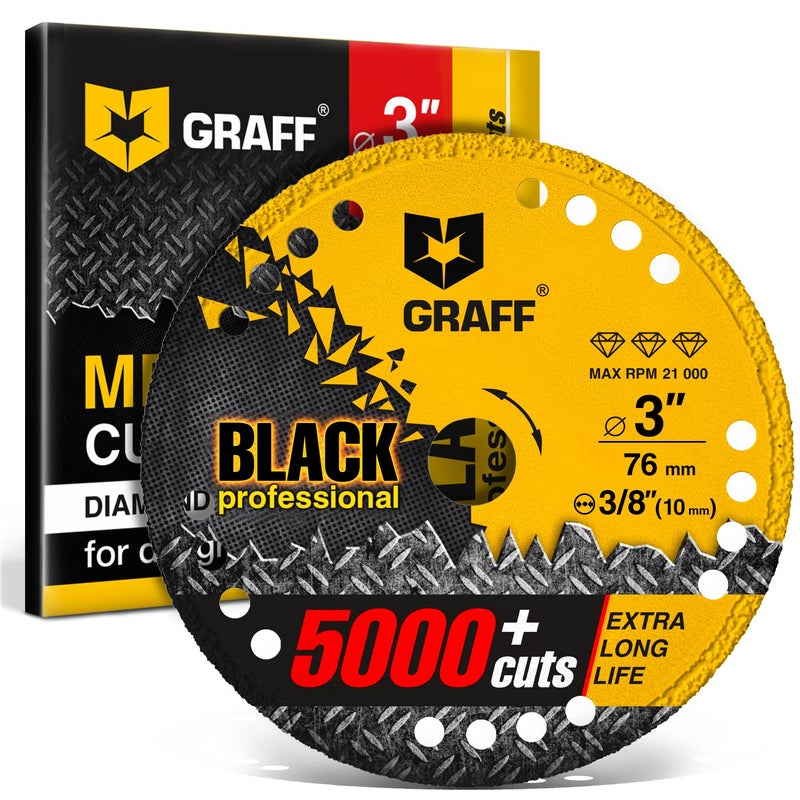 GRAFF 3 Inch Diamond Cutting Wheel for Metal 3/8 Arbor Cut Off Wheel for INOX Steel and Rebar - Image 1